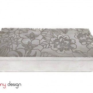 Rectangular box with silver flower pattern lid 13*30*H8cm